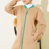 Zip-Up Two-Piece Set with Ribbed Collar Camel all'ingrosso clothing set view 2 - Hicabistan fabbrica Turchia