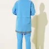 Zip-Up Two-Piece Set with Ribbed Collar Blue wholesale clothing set view 3 - Hicabistan Turkey factory
