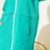Zip-Up Two-Piece Set with Ribbed Collar Green بالجملة clothing set view 4 - Hicabistan مصنع تركيا