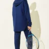 Hooded Snap Collar Two-Piece Set Navy Blue wholesale clothing set view 3 - Hicabistan Turkey factory