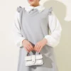 Stone-Embellished Collar Shirt and Trousers Set Grey wholesale clothing set view 2 - Hicabistan Turkey factory