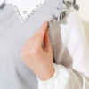 Stone-Embellished Collar Shirt and Trousers Set Grey wholesale clothing set view 4 - Hicabistan Turkey factory