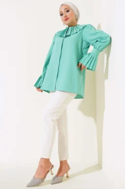 Alternative view of Pleated Collar and Cuff Shirt
