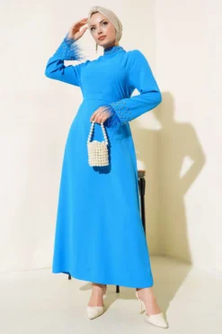 Collar and Cuff Stone Dress Blue