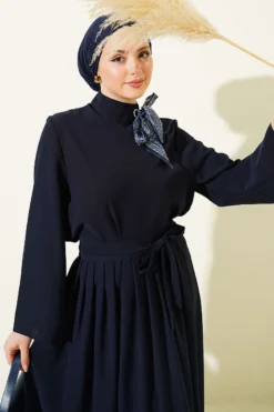 Alternative view of Shawl Collar Skirted Two-Piece Set Navy Blue