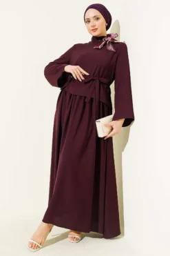Alternative view of Shawl Collar Skirted Two-Piece Set Plum