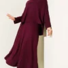 Shawl Collar Skirted Two-Piece Set Plum Großhandel clothing set view 5 - Hicabistan Türkei Fabrik