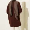 Floral Embroidered Collar Tunic Brown wholesale tunic view 3 - Hicabistan Turkey factory