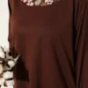 Floral Embroidered Collar Tunic Brown wholesale tunic view 4 - Hicabistan Turkey factory