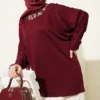 Floral Embroidered Collar Tunic Plum