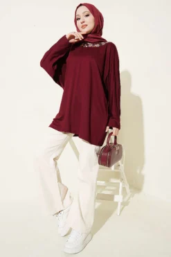 Alternative view of Floral Embroidered Collar Tunic Plum
