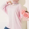 Floral Embroidered Collar Tunic Pink