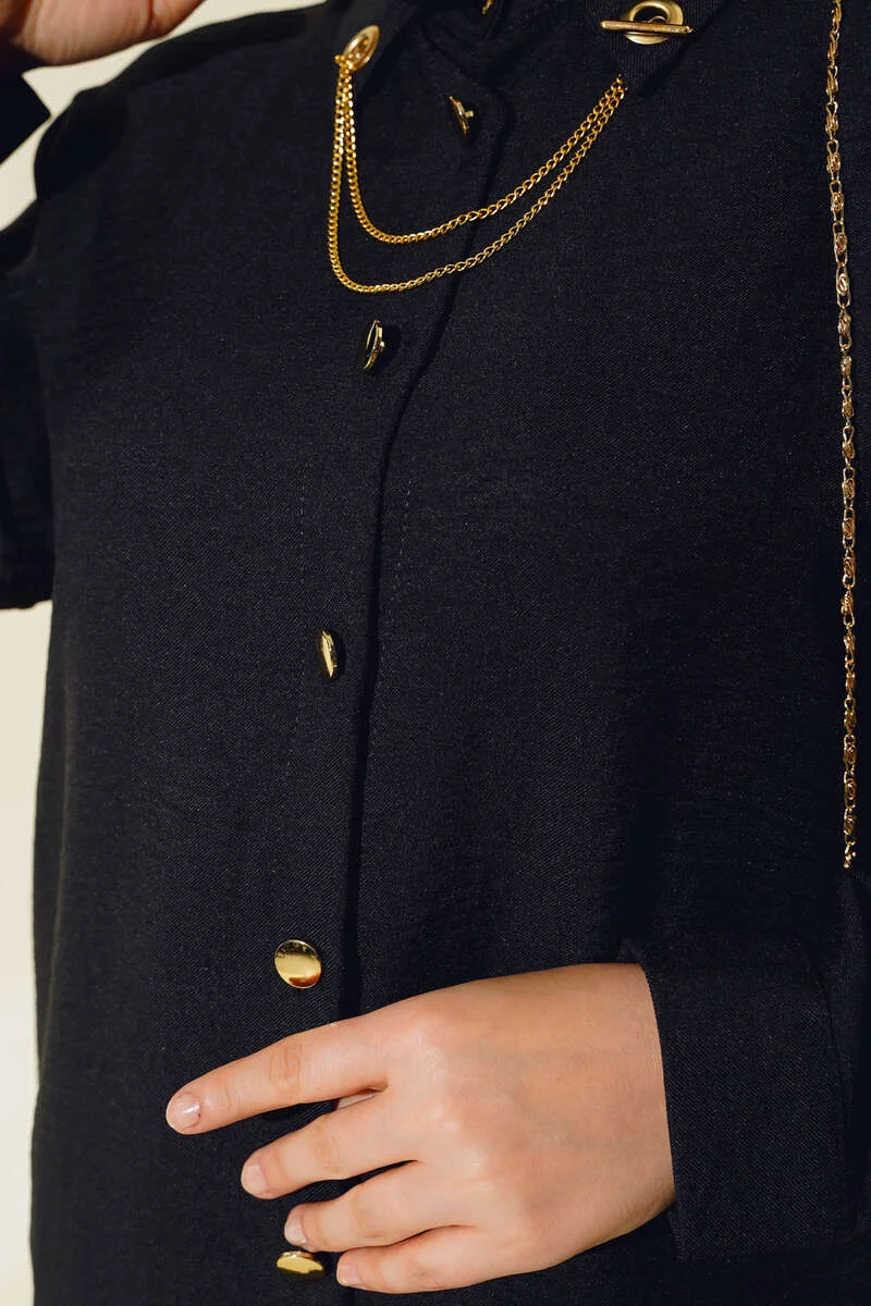Shirt with Necklace Collar Black - Afbeelding 4