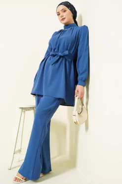 Tunic Set with Necklace Collar Indigo
