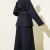 Collared Belted Poplin Two-Piece Set Navy Blue wholesale clothing set view 3 - Hicabistan Turkey factory