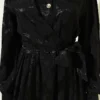 Side Tied Button Jacquard Dress Black en gros dress view 4 - Hicabistan usine Turquie