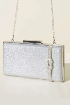 Silver Evening Bag with Knot Detail