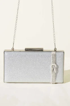 Alternative view of Silver Evening Bag with Knot Detail