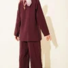 Side Button Tied Modal Two-Piece Set Burgundy wholesale clothing set view 3 - Hicabistan Turkey factory