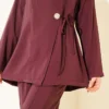 Side Button Tied Modal Two-Piece Set Burgundy wholesale clothing set view 4 - Hicabistan Turkey factory