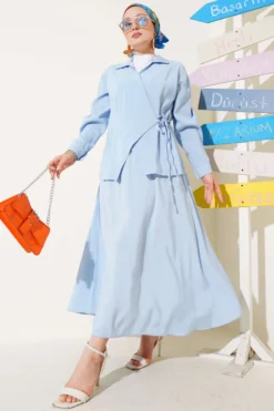 Side Tie Waist Skirt Set Blue