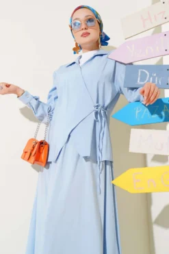 Alternative view of Side Tie Waist Skirt Set Blue