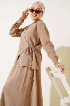 Alternative view of Side Tie Waist Skirt Set Mink