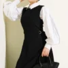 Side Buckle Detailed Dress Black Großhandel dress view 2 - Hicabistan Türkei Fabrik