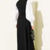 Side Buckle Detailed Dress Black Großhandel dress view 3 - Hicabistan Türkei Fabrik
