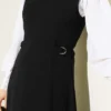 Side Buckle Detailed Dress Black Großhandel dress view 4 - Hicabistan Türkei Fabrik