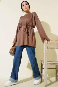 Vista alternativa di Side Slit Double Sleeve Tunic