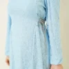 Side-Tied Lace Evening Dress Baby Blue بالجملة dress view 4 - Hicabistan مصنع تركيا