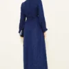 Side-Tied Lace Evening Dress Navy Blue Großhandel dress view 3 - Hicabistan Türkei Fabrik