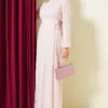 Side-Tied Lace Evening Dress Powder Pink al por mayor dress - Hicabistan fábrica Turquía