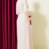 Side-Tied Lace Evening Dress Powder Pink al por mayor dress view 3 - Hicabistan fábrica Turquía