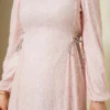 Side-Tied Lace Evening Dress Powder Pink al por mayor dress view 4 - Hicabistan fábrica Turquía