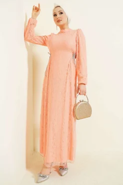 Side-Tied Lace Evening Dress Großhandel dress - Hicabistan Türkei Fabrik