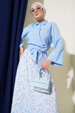 Alternative view of Side Tied Skirted Two-Piece Set Baby Blue