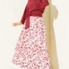 Side Tied Skirted Two-Piece Set Burgundy