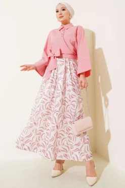 Side Tied Skirted Two-Piece Set Powder Pink