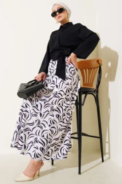 Alternative view of Side Tied Skirted Two-Piece Set Black
