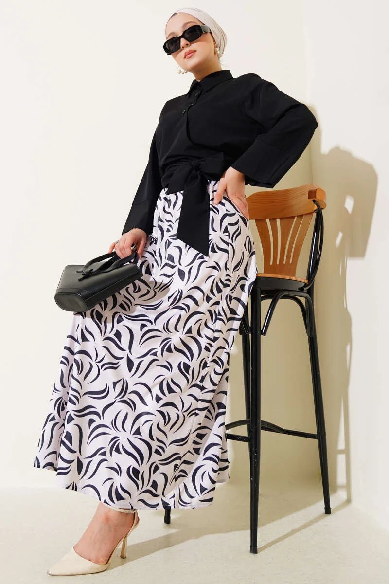 Side Tied Skirted Two-Piece Set Black - Image 2