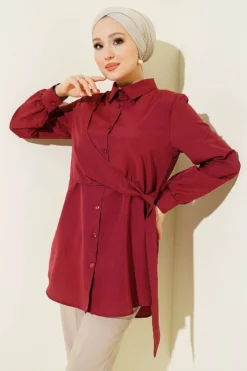 Side Tied Tunic Burgundy