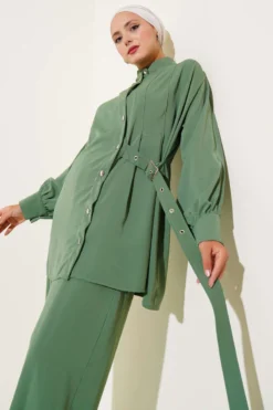 Side Belt Detail Two-Piece Set wholesale clothing set view 2 - Hicabistan Turkey factory