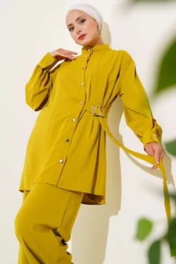 Side Belt Detail Two-Piece Set wholesale clothing set view 2 - Hicabistan Turkey factory
