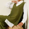 Three-Piece Set with Ties on the Sides Khaki بالجملة clothing set - Hicabistan مصنع تركيا