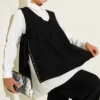 Three-Piece Set with Ties on the Sides Black بالجملة clothing set view 2 - Hicabistan مصنع تركيا