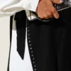 Three-Piece Set with Ties on the Sides Black بالجملة clothing set view 4 - Hicabistan مصنع تركيا