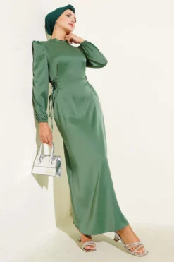 Satin Dress with Side Tie Details