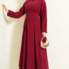 Belted Tencel Dress Burgundy